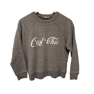 Rebecca Minkoff C'est Chic Graphic Sweatshirt Heather Gray Size S Athleisure